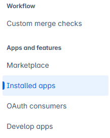 Bitbucket Apps and features page
